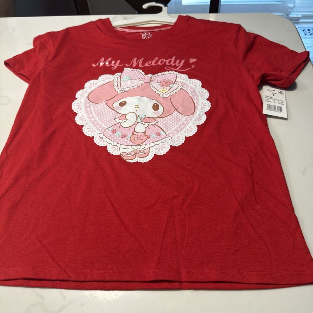 Sanrio My Melody Girls Short Sleeve Graphic T Shirt Red Large